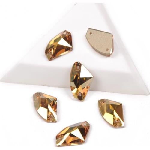YANRUO 3256 Galactic SunShine Color Glass Sew on Rhinestones Golden Crystal Strass
