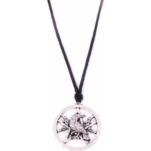 Hot Sale Raven Moon pentagram necklace spiritual jewelry pagan adjustable