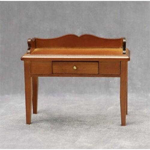 1/12 Doll House Handmade Shabby Vintage Retro Wood Table Study Desk Modern Furniture Model Life Scene Accessory Toys