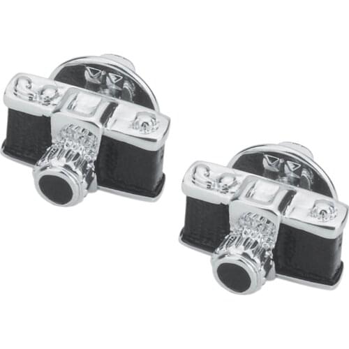 1 Pair Clear Rhinestone Brooches Camera Shape Collar Pin, Corsage Lapel Pin for Women Men Clothing Bouquet Prom Decoration