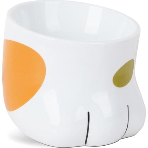 1Pc Creative Cat Food Bowl Ceramic Tilted Cat Paw Puppy Feeding Supplies Pet Feeding Bowl Cat Bowl Pet Dish Bowl Dog Accessories