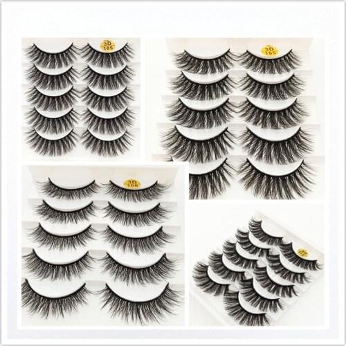 10/20/50 box 5Pairs 3D Mink Lashes Natural False Eyelashes Makeup Eyelash Extension Silk Handmade Eyelashe
