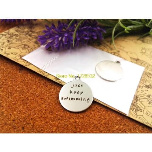 10pcs-stainless steel Charms "just keep swimming" DIY Charms Pendants for necklace/bracelet/keychain DIY jewelry