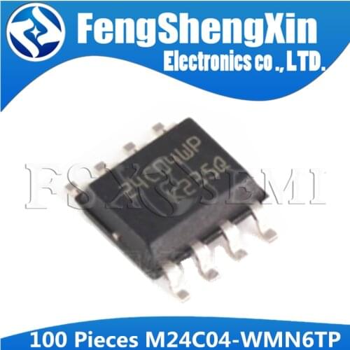 100PCS M24C04-WMN6TP SOP M24C04 SOP-8 24C04 24C04WP SOP8 16Kbit, 8Kbit, 4Kbit, 2Kbit and 1Kbit Serial I2C Bus EEPROM IC