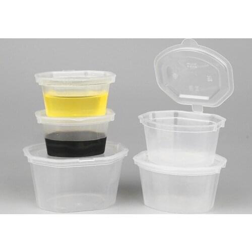 100pcs Disposable Sauce Pudding Dessert Packaging Cup With Cover Varies Size Transparent Salad Ketchup Plastic Cup With Lid