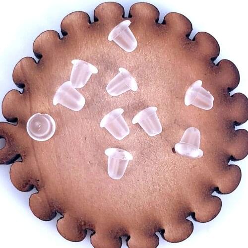 1000pcs/lot Clear Soft Silicone Rubber Earring Back Safety Bullet Stopper Rubber Jewelry Accessories DIY Parts Ear Plugging A012