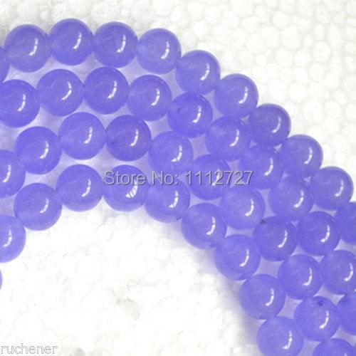Accessory Craft Part 8mm Purple Chalcedony Fitting Round Loose Beads Jewelry Semi Finished Stone Ball Gift 15inch Fitting Female