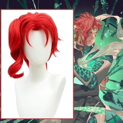 Anime Comic JoJos Bizarre Adventure Cosplay Wigs Kakyoin Noriaki Cosplay Wig Heat Resistant Synthetic Wig Red Short Curly Men
