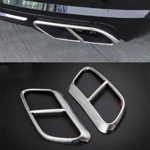 Beler 2Pcs Stainless Steel Silver Rear Exhaust Tail Pipe Frame Trim Fit for Volvo S90 V90 2017 2018