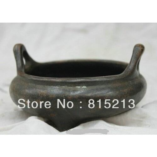 Bi00259 Old Tibetan Buddhism Temple bronze statue Purple Copper incense burner censer