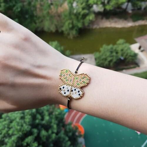 Fairywoo Butterfly Brecelet Bohemian Pink Jewelry Sweet Miyuki Beaded Pendant Accessories Adjustable Bracelet Women Fashion Gift