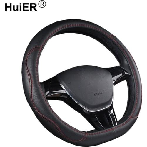 HuiER Car Steering Wheel Cover D Type For Citroen C3-XR C4 Sega C4L Elysee DS3 DS4 DS5 DS3 Audi TT RS7 RS5 S3 S5 SQ5 TTS R8