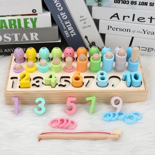 Kids Busy Board Wooden Toys Sets Number Match Montessori Education Fishing Game Color Learning Birthday Gift For Baby Boys Girls