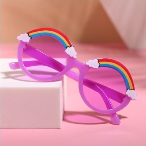 FOCUSNORM 7 Colors Infant Kids Sunglasses Rainbow Pattern Anti-UV Sunglasses Photography Props for Boys and Girls 0-8Y