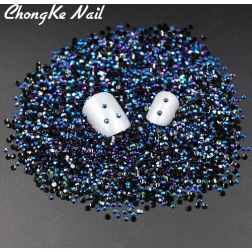 Hot Sale 2000pcs Black AB Magic Color Jelly 2mm Resin Rhinestone Nail Art Phone Stick Rhinestones Non hotfix Use Glue