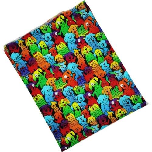 Good Width 140cm Beautiful Dog Fabric 100% Cotton Fabric Colourful Group Dogs Printed Cloth Sewing Material Diy Dress Clothing