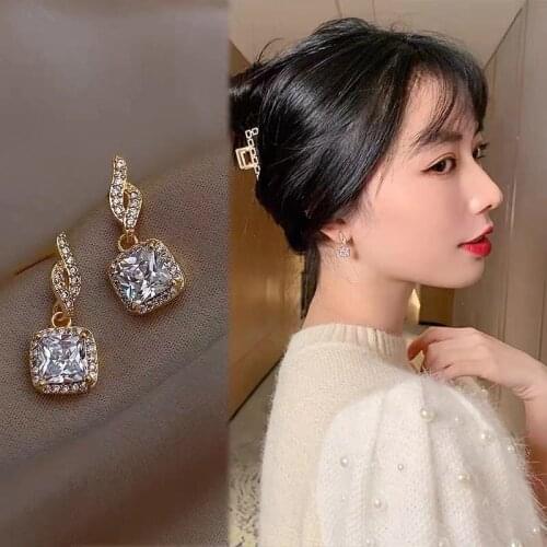 Korean Fashion Geometry Flame Modeling Zircon Gold Earrings For Woman 2021 Gothic Jewelry Unusual Accessories For Young Girls