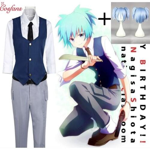 5PCS Assassination Classroom Ansatsu Kyoushitsu Shiota Nagisa Cosplay Costumes Unisex Clothes Uniform Japanese Anime Cosplay