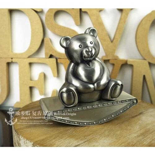Creative retro tin color bear tumbler metal money box cash box coin counter children saving money box kids gifts CXG075