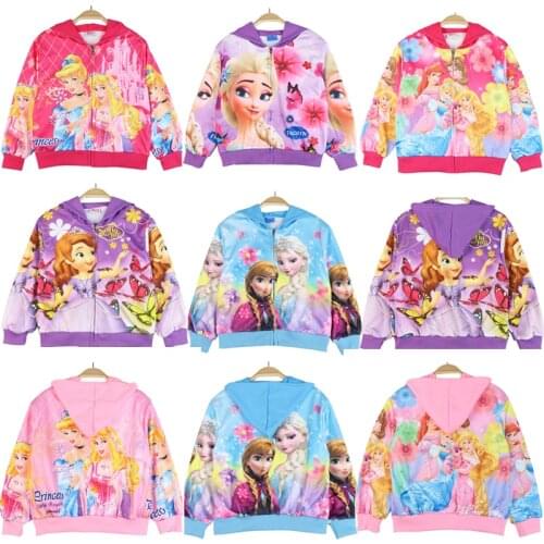 The Snow Queen Coats Jacket Frozen anna elsa princess Bell Sleeping Beauty Cinderella girl Hooded Coat Kids Outwear Clothing