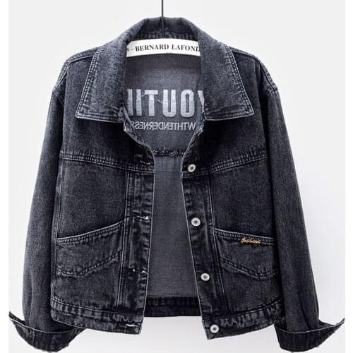 Korean Loose All-match Embroidery Letter Denim Jacket Casual Female Outwear 2021 Spring New Denim Short Coat Women Streetwear