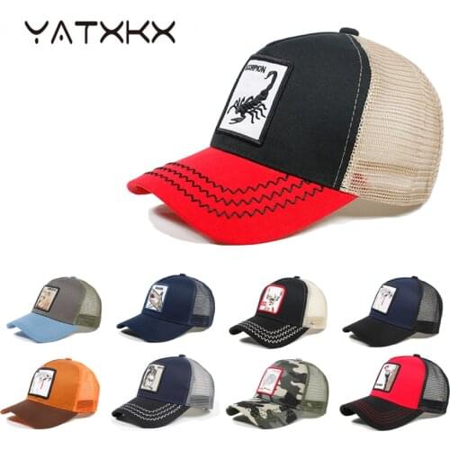 [YaTxKx] Summer Embroidery Animal Baseball Cap Anime Trucker Hats For Men Caps For Women Dad Hat Net Snapback Casquette Bone