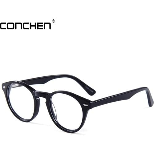 CONCHEN Acetate Eye Glasses Frame For Men Vintage Round Circle Myopia Eyeglasses 2019 New Arrival Male Eyewear Fashion Designer