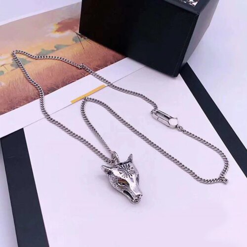 G925 sterling silver wolf head mens necklace 2019 new jewelry trend fashion European and American style holiday gift