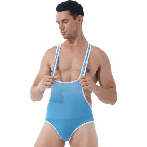 Mens Deep U-Neck Sleeveless Romper Solid Color Sexy Wrestling Singlet Stretchy Jumpsuits Catsuit Gym Sport Fitness Sportswear