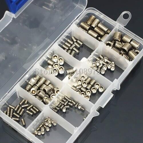 200pcs Stainless Steel Allen Head Socket Hex Set Grub Screw Assortment Cup Point