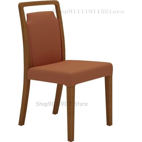 Dining Chair Technology Cloth Solid Wood Modern Chinese Restaurant Table Chair Household Beige Stool Designer Adult Wooden Chair