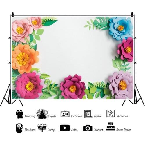 Origami Multicolored Flowers Backdrops Artistic Photos Background Decorations for Kids Birthday Party Photography Props