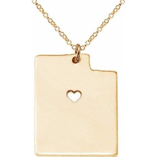 Outline Map Necklace I Heart Utah Map Necklace Utah Silhouette Jewelry Alloy Necklace State Charm USA Map Necklace