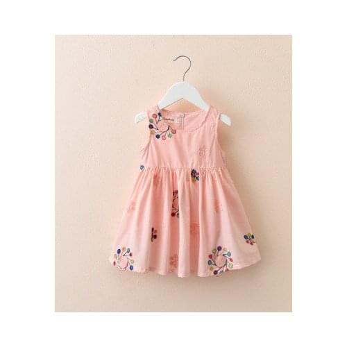 Girls Dress Summer Baby Girl New Summer Cute Vest Dress Kids Girls Floral Casual Party Dresses Korean Embroidery Princess Dress