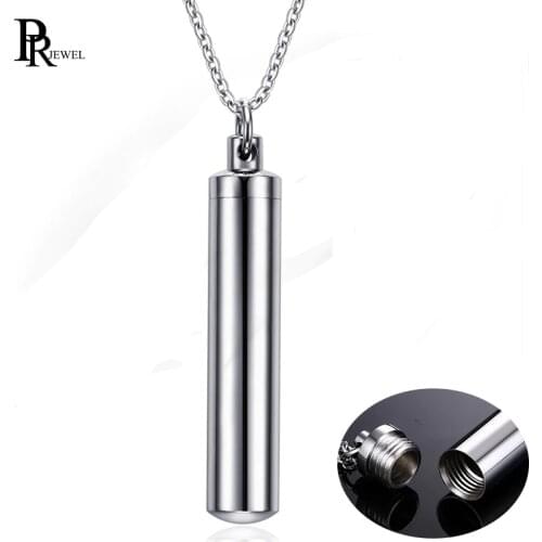 Men Woman Capsule Necklace Openable Cylindrical Pill Case Pendants Stainless Steel Remembrance Gift Jewelry