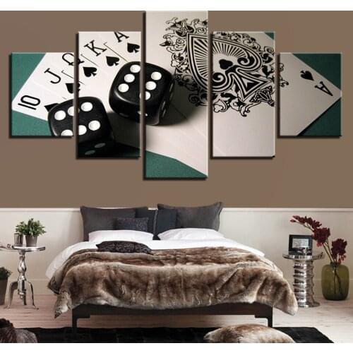 Canvas Poster Framework 5 Pieces Game Dice Poker Paintings HD Prints Modern Wall Art Pictures Modular Home Decor For Living Room