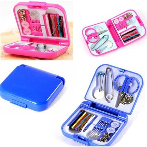 Buttons Pins Storage Boxes Sewing Box Home Tool Portable Travel Sewing Kit Scissor Thimble Needle Threads Box Set