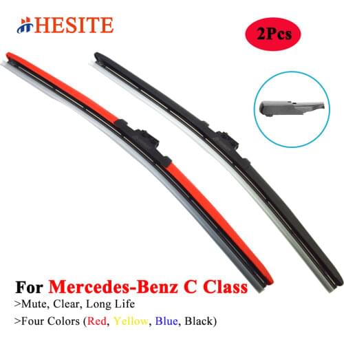 HESITE Colorful Windshield Wiper Blade For Mercedes Benz C Class W203 W204 W205 W206 Models 2016 2017 2018 Hybrid Car Red Wipers