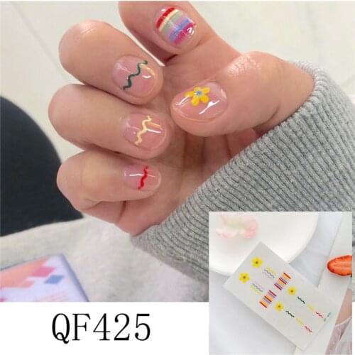Recuerdame 14Tips Nail Art Stickers Fashion Leopard/Strawberry Patterns Full Coverage Wraps Waterproof Adhesive Decals Manicure
