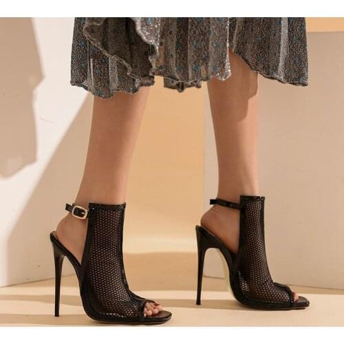 Hollow summer mesh 12cm sandals feminine super high-heel stiletto open-toe ankle boots sandals