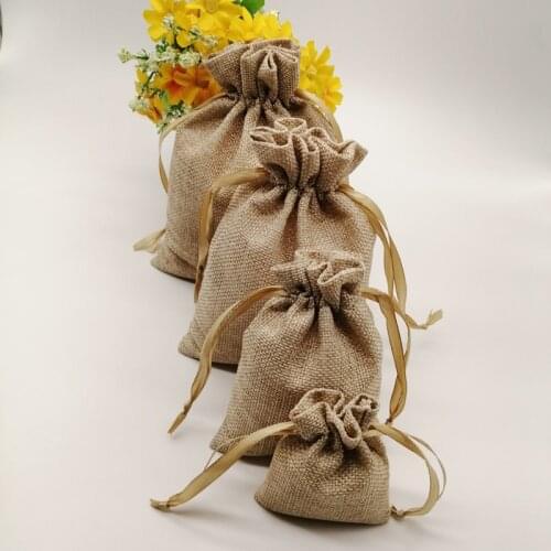 10pcs Silk Ribbon Drawstring Bag Sack Jute Bag Small Jewelry Bags Pouch for Jewelry Gift Packaging Bags Wedding Display Diy Gift