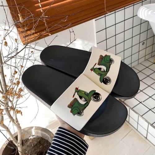 Kawaii Electric car Cartoon Printed Summer slippers for woman Lady slippers Korean version Harajuku women shoes zapatillas mujer