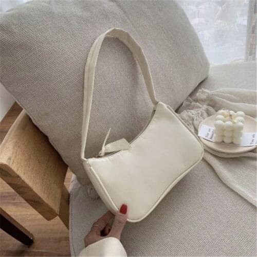 Soft PU Leather Women Purple Underarm Bag Retro Solid Color Ladies Baguette Handbags Fashion Design Girls Small Shoulder Bags