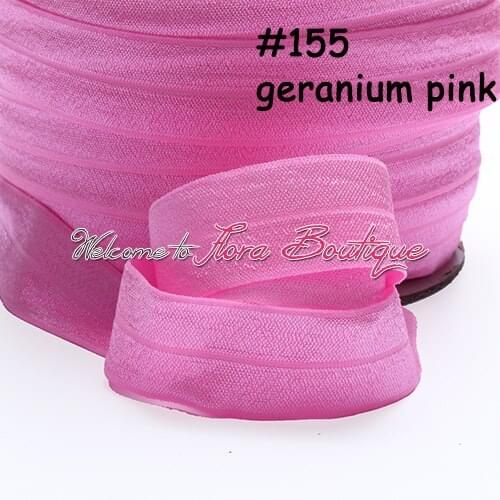 1 inch elastic fold over, #155 geranium pink elastic ribbons in 100 yards per color
