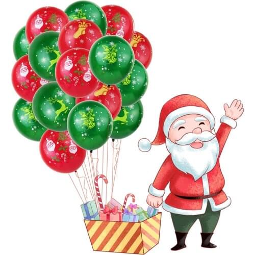 10PCS 12Inch Christmas Balloons Printing Red Green Santa Xmas Helium Balloons Latex Decorations kids Party Decor Supplies