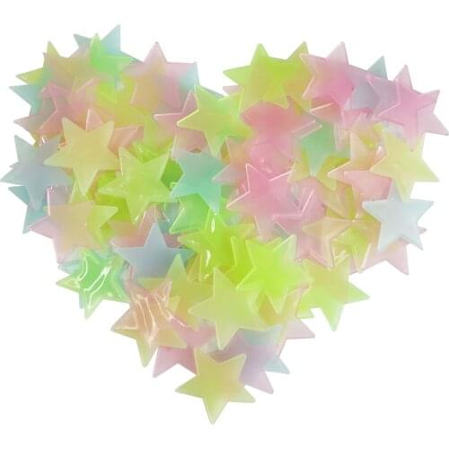100PCS 3D Stars Fluorescent Plastic Stickers DIY Free Splicing Graphics Fluorescence Luminescence