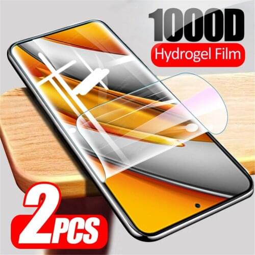 2pcs Full Curved Hydrogel Film For Xiaomi Poco F3 X3 Pro Pocco F1 M3 Pocophone X 3 NFC F 1 M Screen Protector Not Tempered Glass
