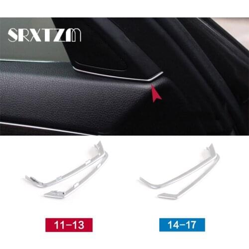 2Pcs Car Front Door Speaker Car Interior Accessories Cover Gap Trim Silver ABS Interior Mouldings for BMW 5 Series F10 2011-2017