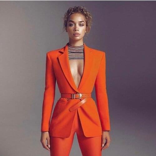 Sexy Fashion Women Suits Custom Made Blazer Office Lady One Button Streetwear Custom Made Pocket Coat 2 Pieces