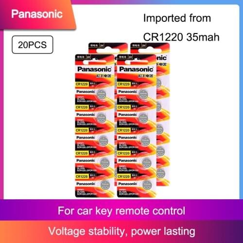 20Pcs CR1220 Lithium Battery Panasonic 100% Original 3V CR1220 Watch Remote Cell Replace BR1220 LM1220 DL1220 For Coin Cell